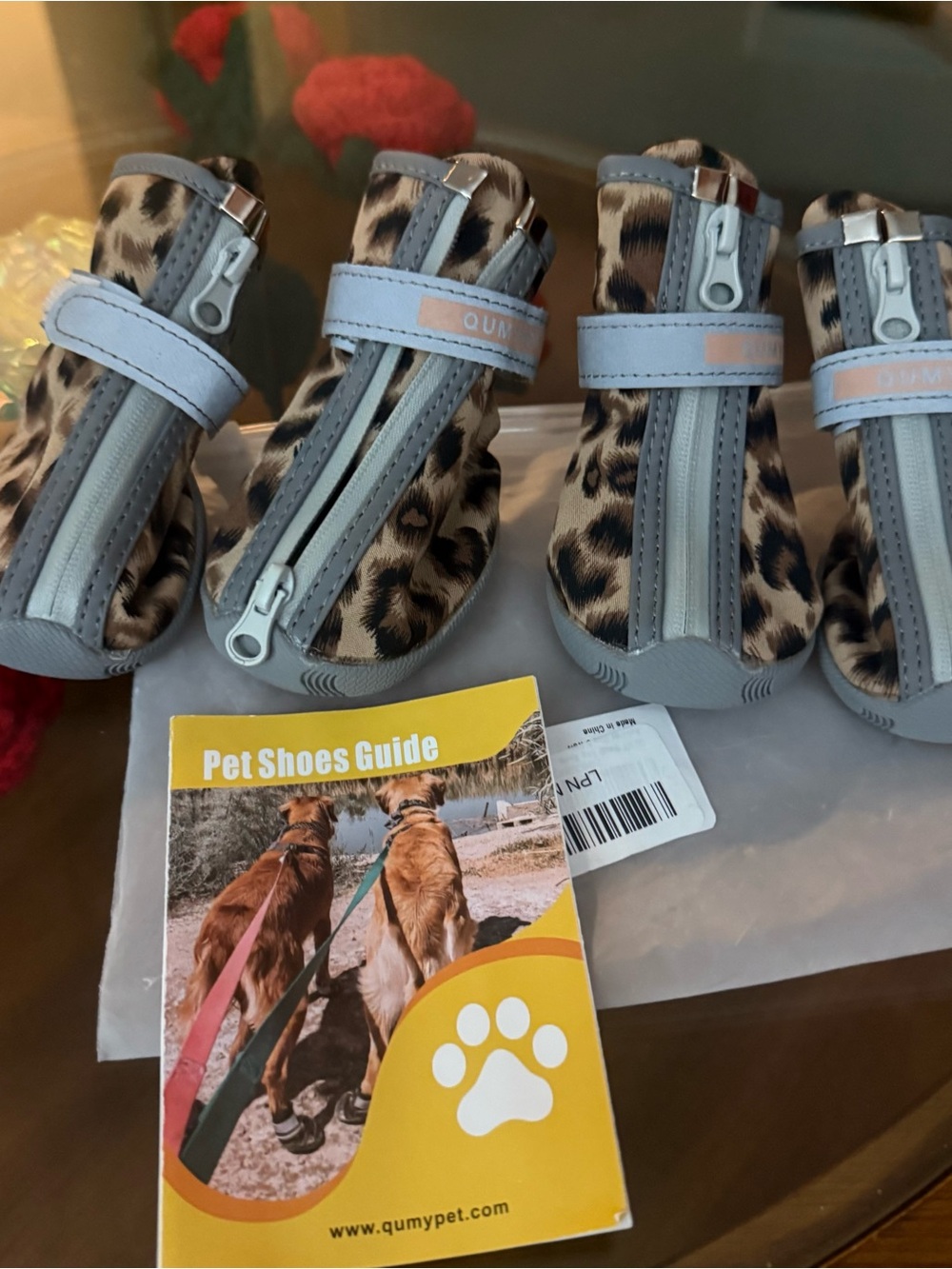 Leopard Print Gray Small Pet Boots - Protective Dog & Cat Shoes